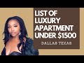 Helpful List Of Apartments Under $1500 in Dallas |  From Atlanta to Dallas Texas