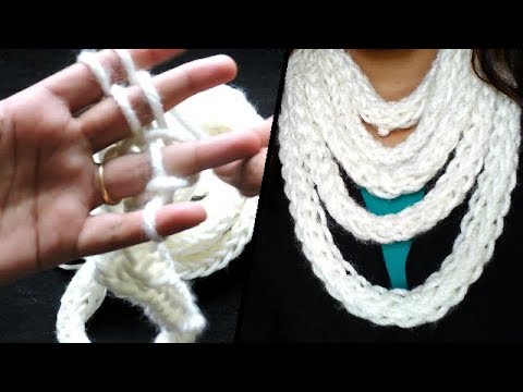 Finger Knitted Scarf In 30 Minutes Learn How To Finger Knit Infinity Scarf