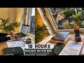 10 HOUR STUDY WITH ME | Background noise, Rain Sound, 10-min Break, No music, Study with Merve