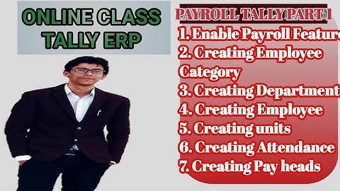 Part 1 Tally  Payroll Info  Employee Category , Group, unit, attendance, pay head