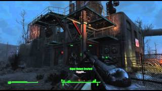 Fallout 4 Follower With Gattling Laser At Wilson Atomatoys Factory.