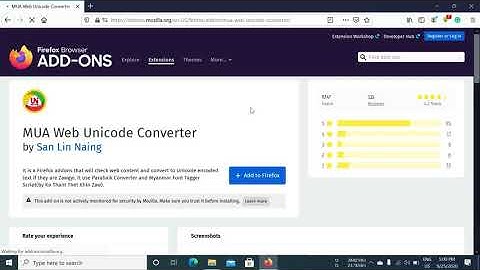 How to add MUA Web Unicode Converter in Firefox as add-ons