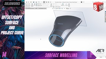 Offset/Copy Surface & Project Curve | Surface Modeling | Solidworks Tutorial| Stage #14 Eng AER Int.