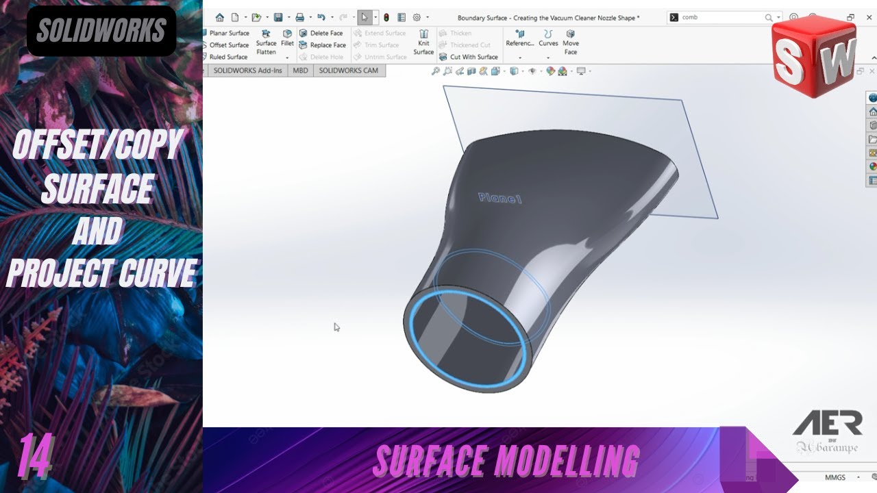 Offset/Copy Surface & Project Curve | Surface Modeling | Solidworks ...