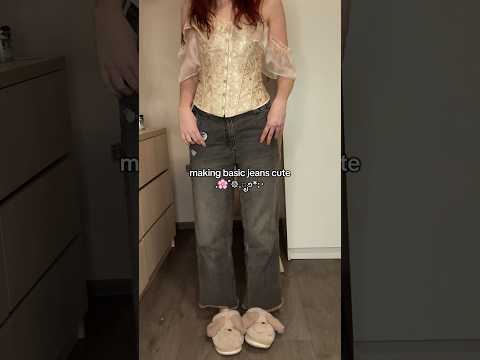 Cherry blossom jeans custom 🌸 making basic jeans cute