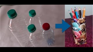 Upcyling plastic bottles - 3) Easy way to create a pen stand from a plastic bottle