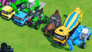 ショベルカー、ミキサー車、トラクター、バックホーローダーを輸送 BeamNG.drive Farming Simulator 22 ゲーム実況 screenshot 1