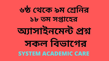 Class six to class Nine  18th Week Assignment l System Academic Care l Assignment 18th week answer