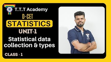 DCET Class | S&A | Unit -01 | Class - 01 | Statistical Data & Types | Mr.Sunil | TTT Academy