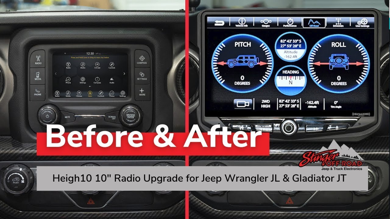 Before & After Screen Size Comparison for HEIGH10 Radio Upgrade - Jeep  Wrangler JL & Gladiator JT - YouTube