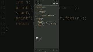 find factorial using recursion #c #programming #ccode #coding #shorts