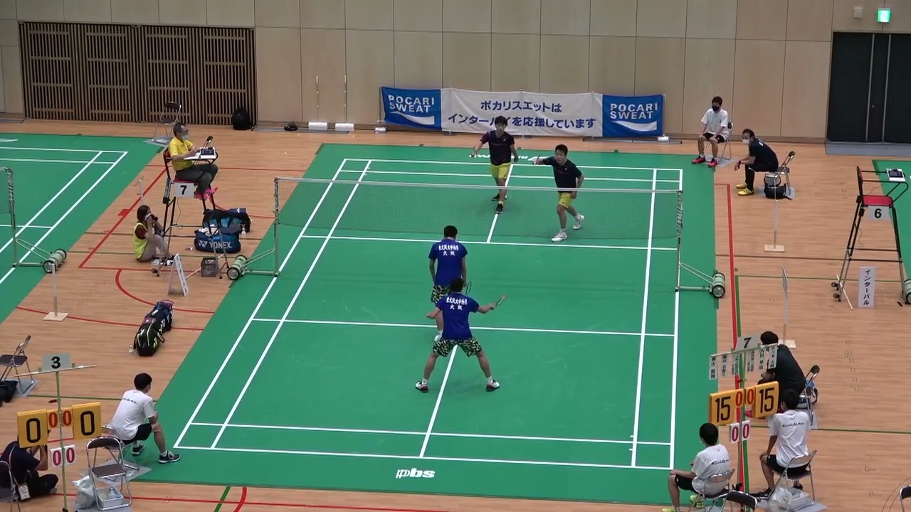 2022年IH バドミントン 男子ダブルス 準々決勝 池田真那斗・神山剛輝 東大阪大柏原(大阪) vs 大田隼也・佐々木大樹 高岡第一(富山)