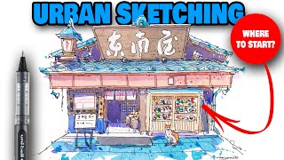 URBAN SKETCHING Tutorial For Beginners | Easy StepbyStep Shop Front