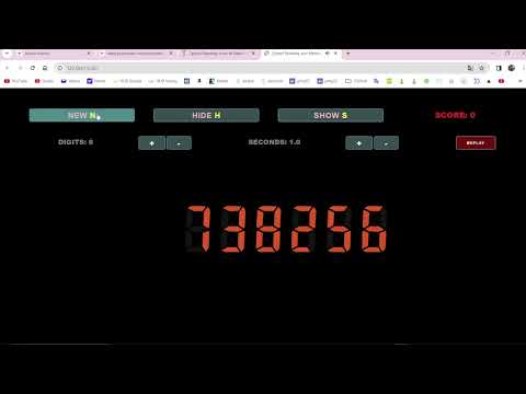 Speed Reading and Memory Exercise  - Javascript