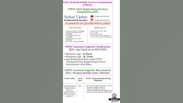 UPPSC Assistant Engineer Vacancy 2024 | UPPSC AE New Vacancy 2024 | UPPSC AE Recruitment 2024 #uppsc