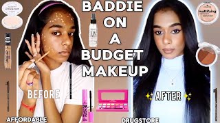 BADDIE on a budget makeup tutorial | Full face of affordable/drugstore makeup