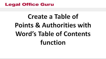 Table of Points and Authorities using TOC