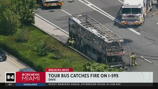 Tour bus catches fire on I-595