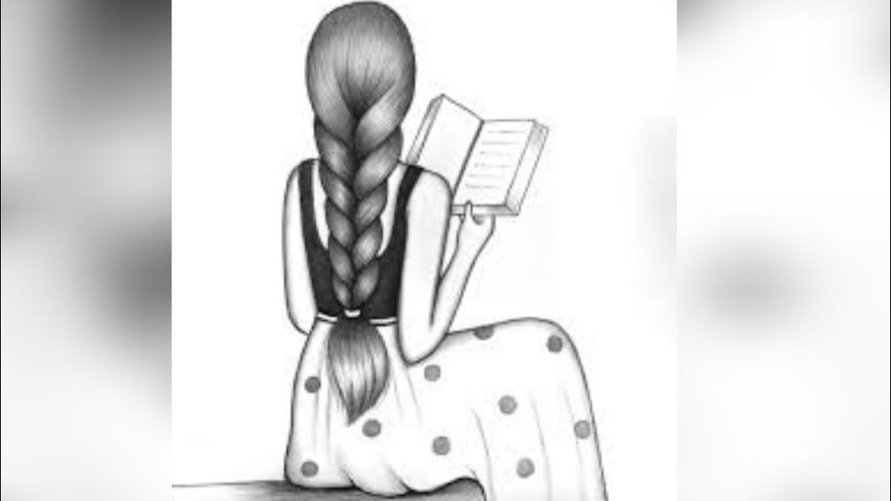 art /eszy  drawing /pencil  drawing /girls/girl drawing/sketching/lovely girl / book girl drawing