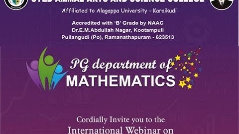 INTERNATONAL WEBINAR ON RECENT TRENDS IN PURE AND APPLIED MATHEMATICS ( DAY - 1 ) SESSION 1