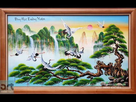 TRANH SƠN DẦU TÙNG HẠC TRƯỜNG XUÂN - TRANH PHONG THUỶ