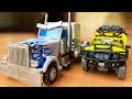 Transformers Ratchet vs Optimus Prime Stop motion & Barricade Police Lego Skeleton Adventure Story!