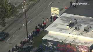 Houstonians wait for pie at Flying Saucer Pie Company on Crosstimbers Street