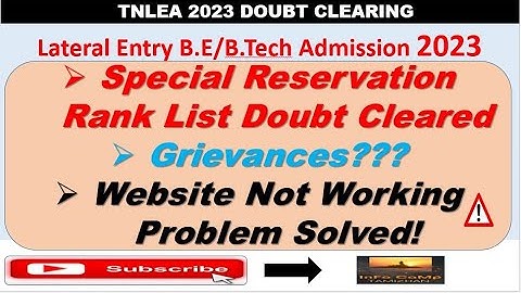 TNLEA 2023 || Special Reservation Rank List Doubt Cleared | Grievances??? || Info Camp