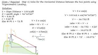Trigonometric Leveling Example Calcutions
