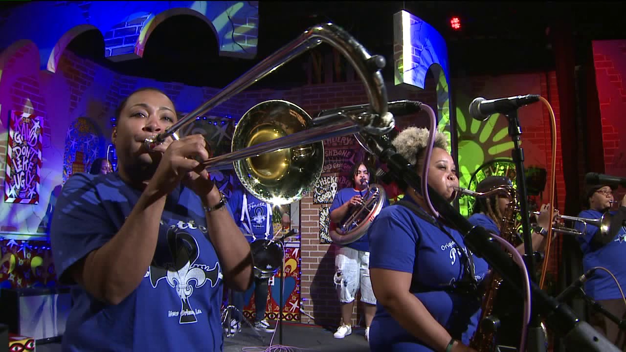 Original Pinettes Brass Band performs "Blame it on the Boogie" on News With a Twist