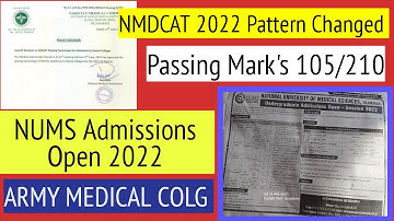 NUMS Admission Open 2022/Army Medical College/NMDCAT 2022 New Syllabus &Pattern/PMC Latest News/PMDC