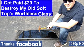 Destroying my Honda S2000’s OEM Soft Top Rear Glass Window (by request) not worth anything! screenshot 1