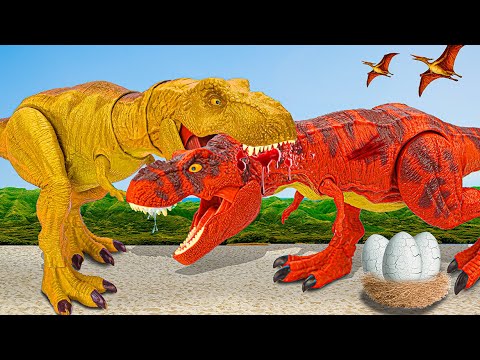 The rescue of the T-rex | T-rex vs the giant evil dinosaur | Jurassic World Movie Toys