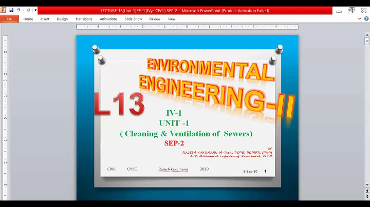 LECTURE-13 (EE-II U1- VENTILATION OF SEWERS) @CIVIL 4yr by RAJESH.K