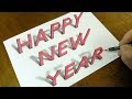 Happy New Year 2019 - Drawing 3D Text Art - By Vamos
