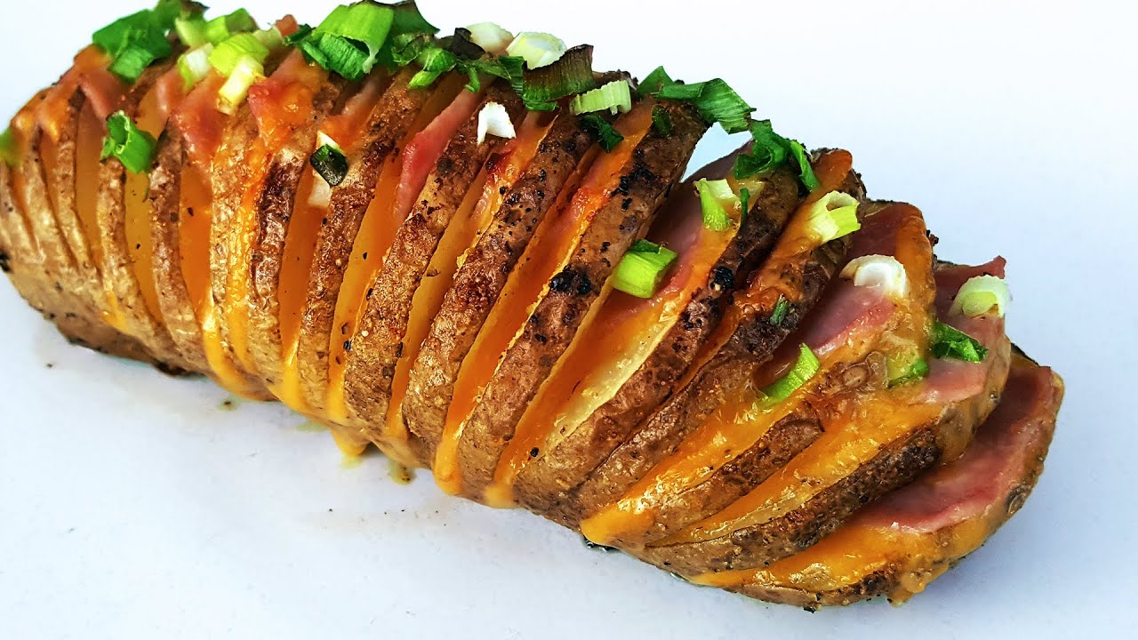 Easy Loaded Hasselback Potato with Ham and Cheese YouTube