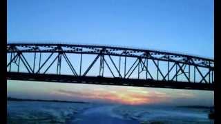 Passing under the Gil Hodges Marine Parkway Bridge. View from the ferry.