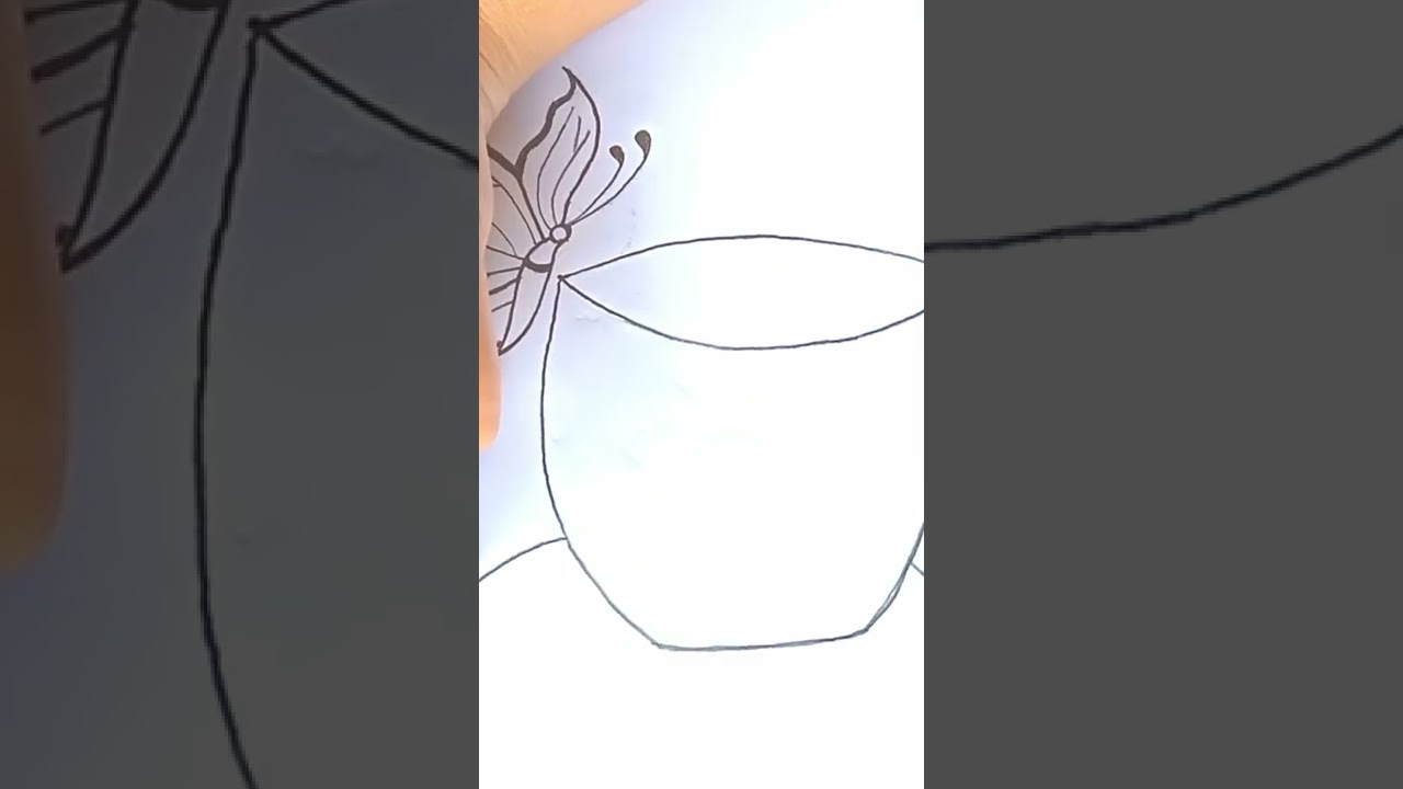 How To Draw A Tea - Cup With Butterfly drawing - farhana drawing