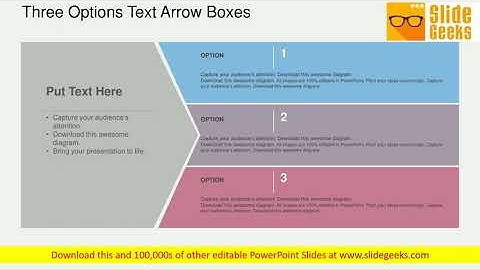 Three Options Text Arrow Boxes Powerpoint Templates