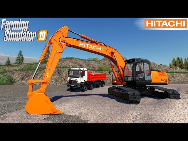 Farming Simulator 19 - HITACHI ZX290LC Excavator Loads Gravel Into