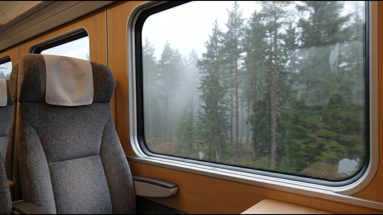 10 Hours Train Window Seat in a Foggy Forest | Relaxing Train Sounds