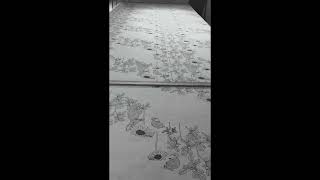 Screen printing - repeat pattern printing. Hand printed fabrics by Ruter knekt design