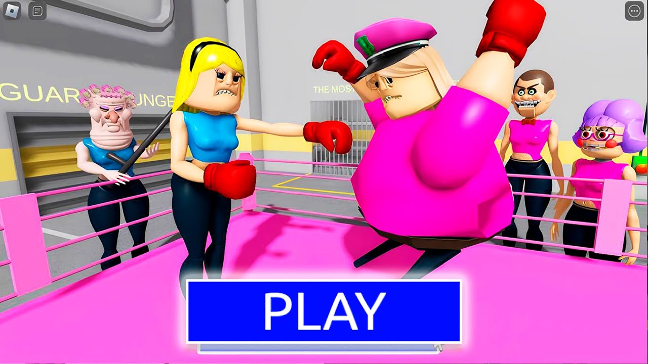 POLICE GIRL VS PINK WOMAN In BARRY'S PRISON RUN #roblox #obby