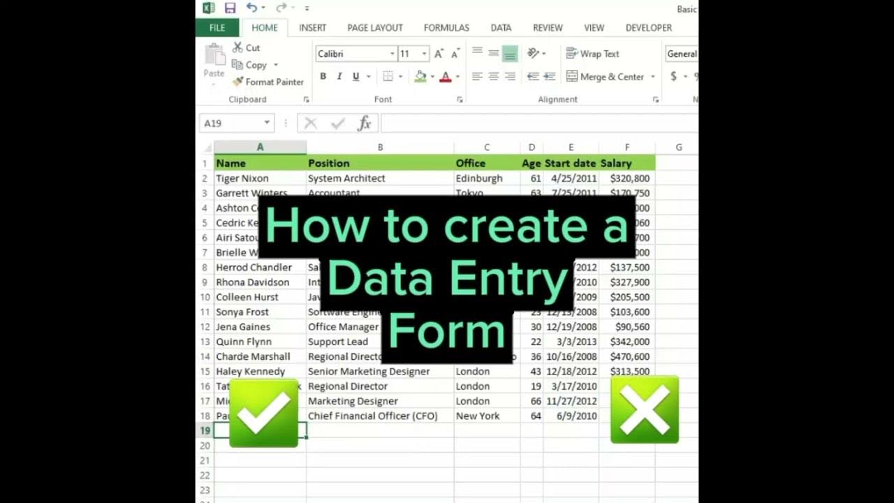 How to create a Data Entry Form in Excel #dataentry #excel - YouTube
