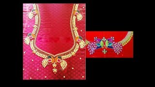 Peacock Design with Normal Stitching Needle- Same Like Aari/Maggam work On Blouse