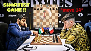 The shortest game of Vidit Gujrathi vs Alireza Firouzja in Candidates 2024