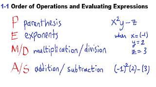 1-1 Order of Operations and Evaluating Expressions