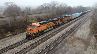 BNSF RUSH HOUR IN THE FOG!  Train action with meets, FXE, train chase, Z trains, fouled horns & more
