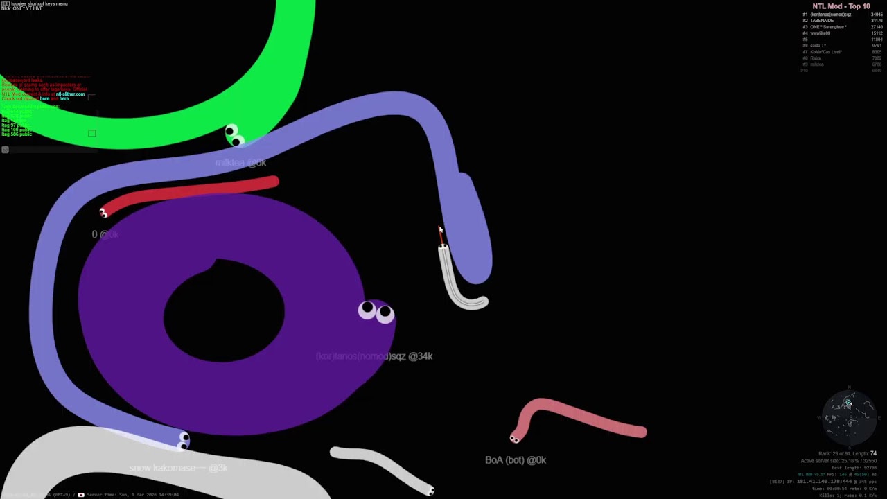 [slither.io] ONE Live _지렁이키우기