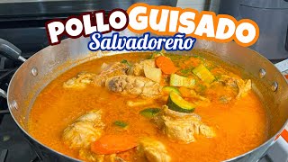 El mejor Pollo Guisado Salvadoreño jugoso que puedes usar para panes con pollo